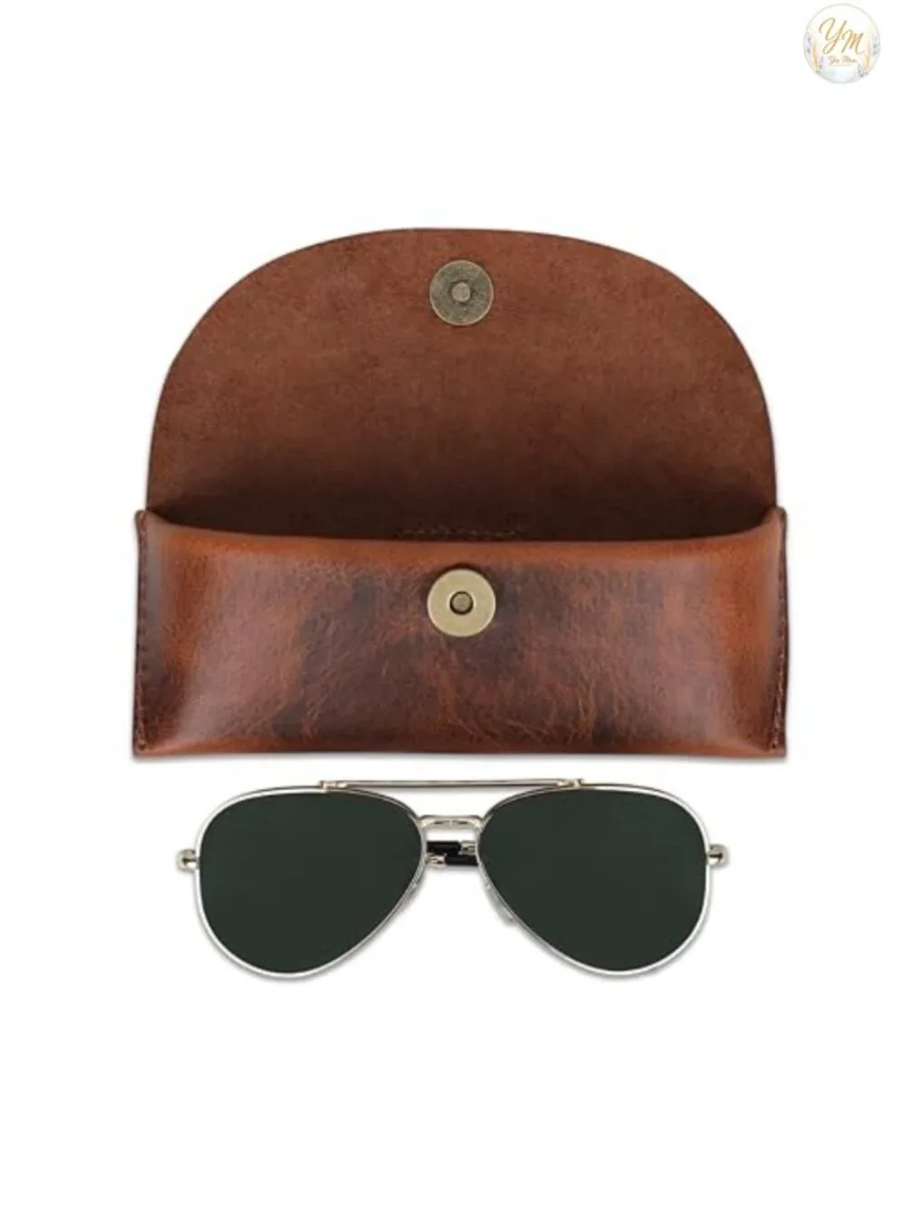 Genuine Leather Sunglasses Case Eyeglass Holder Vintage Eyewear Storage